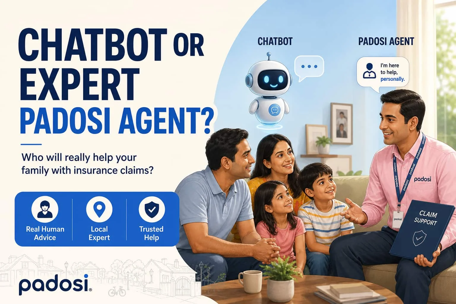 Who will help your family with insurance claims — a chatbot or an expert PadosiAgent?
